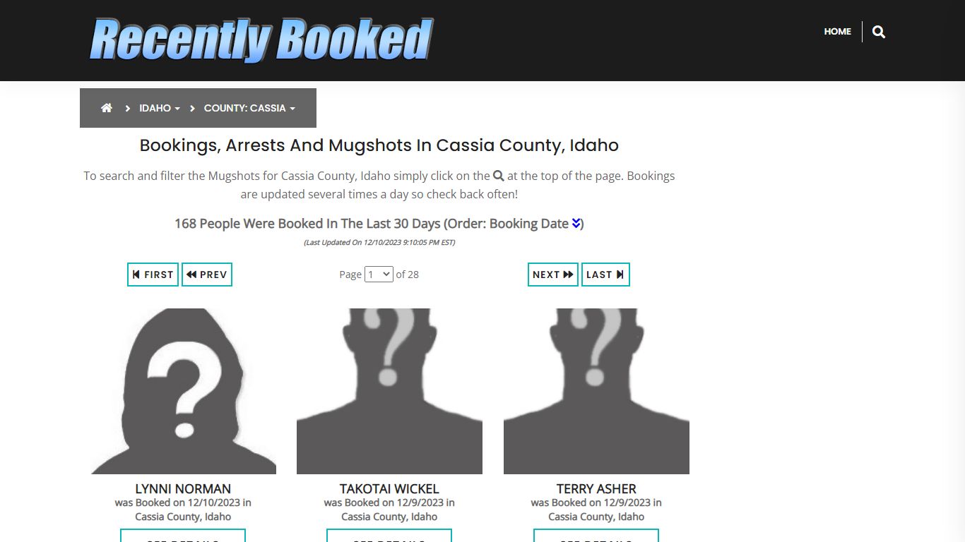 Recent bookings, Arrests, Mugshots in Cassia County, Idaho